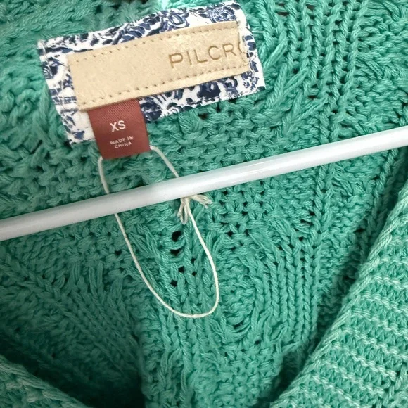 98% Cotton Pilcro Mint Green Cable Knit Cardigan Size XS - Picture 3 of 6